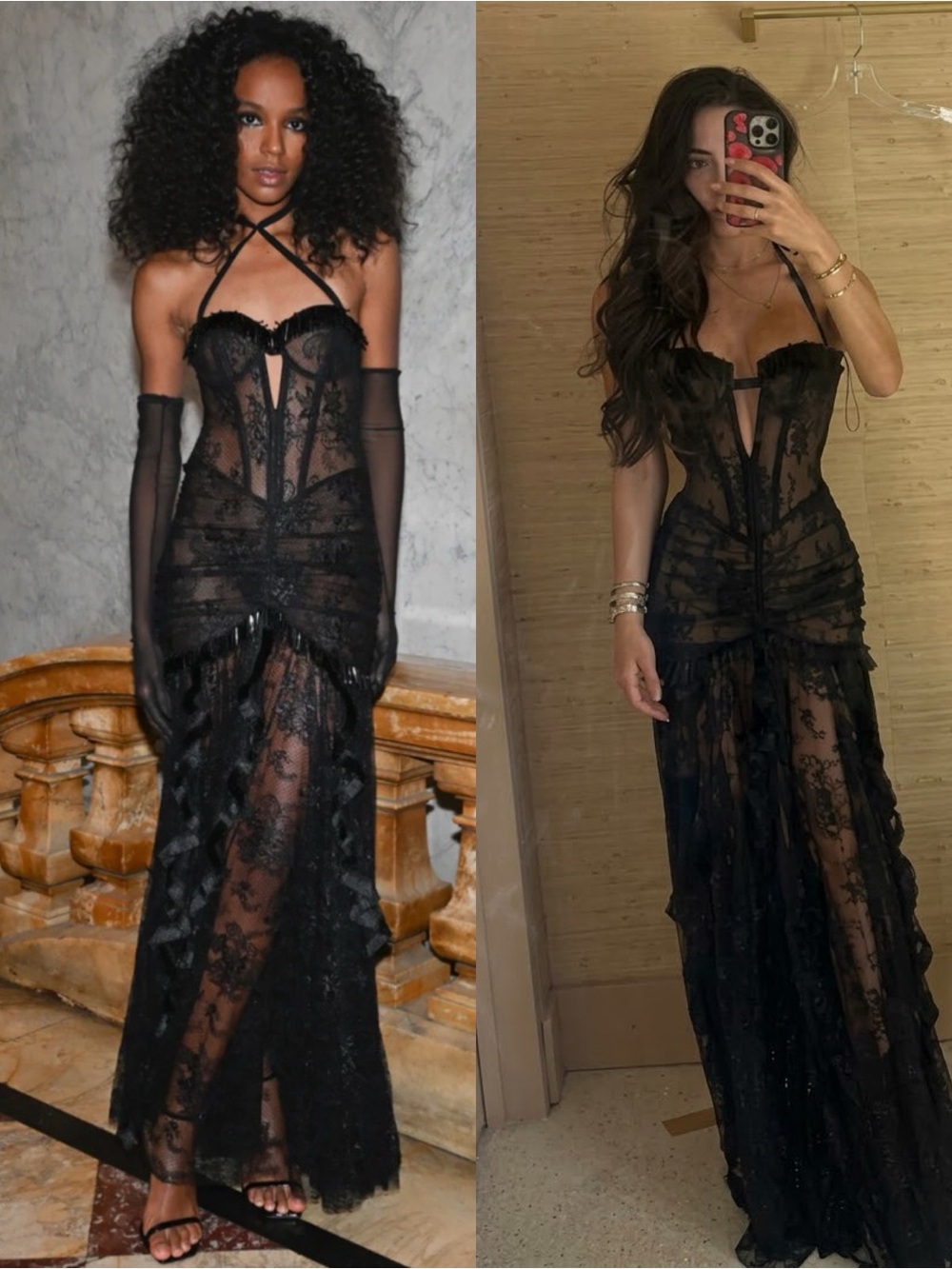 🆕 PATBO Moonlight Gossamer Lace Corset Maxi Dress in Black Sz 8 US